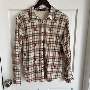 Maison Scotch Pink & White Button Down Plaid Top SZ 2 Western: Rodeo Maximalism